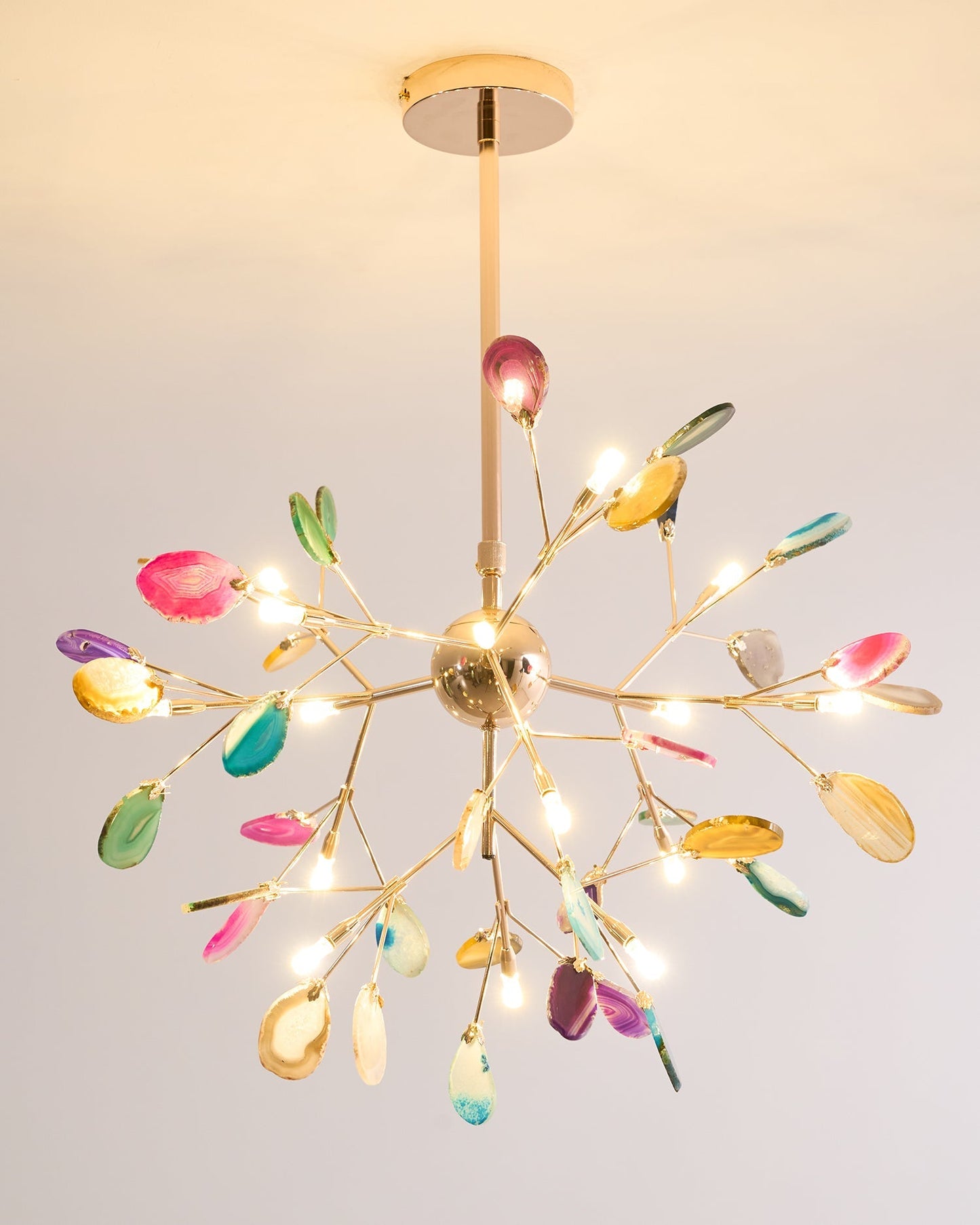 Agaat Kristal Kroonluchter met Natuursteen – Exclusieve Hanglamp voor Eetkamer, Woonkamer en Kantoor