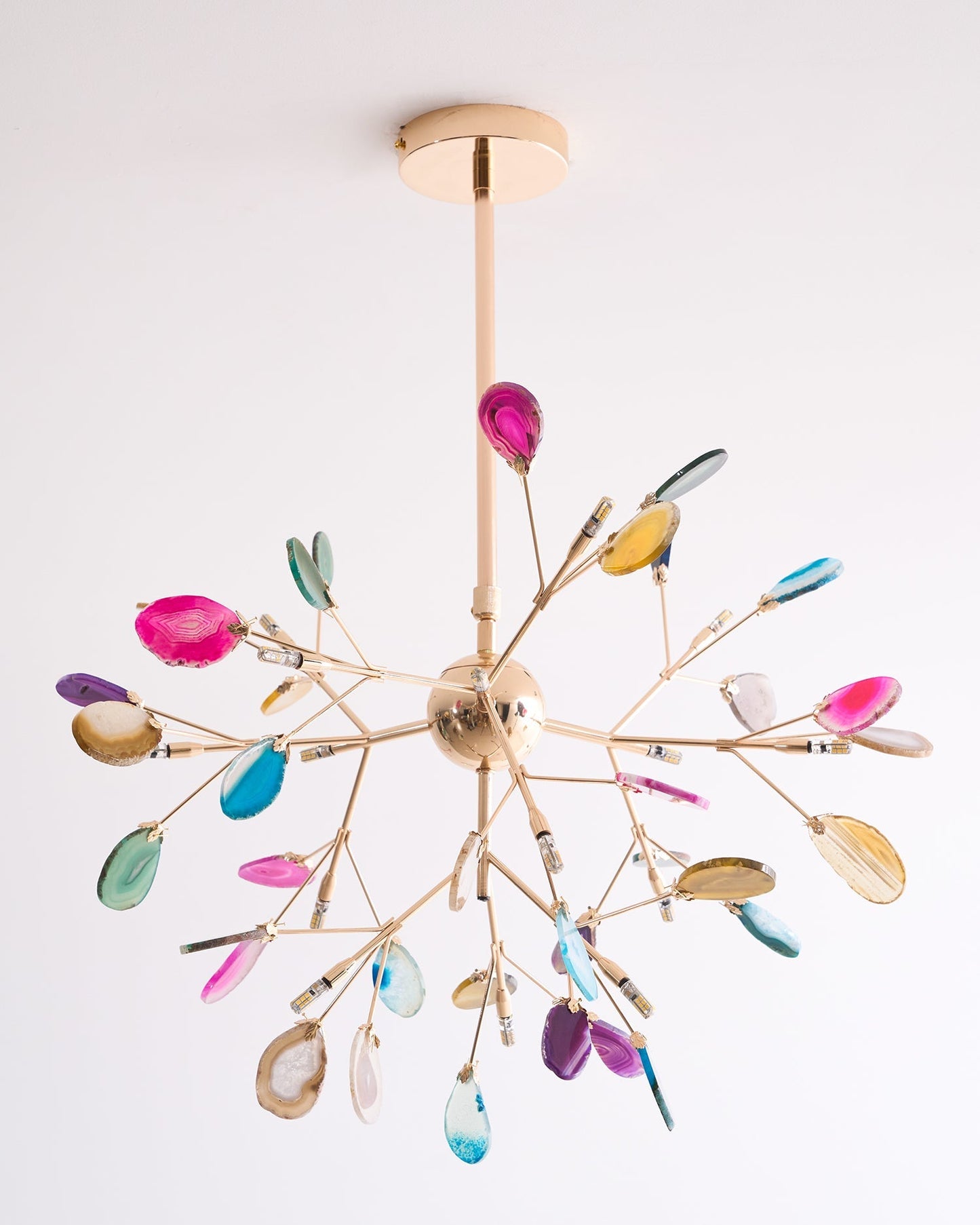 Agaat Kristal Kroonluchter met Natuursteen – Exclusieve Hanglamp voor Eetkamer, Woonkamer en Kantoor