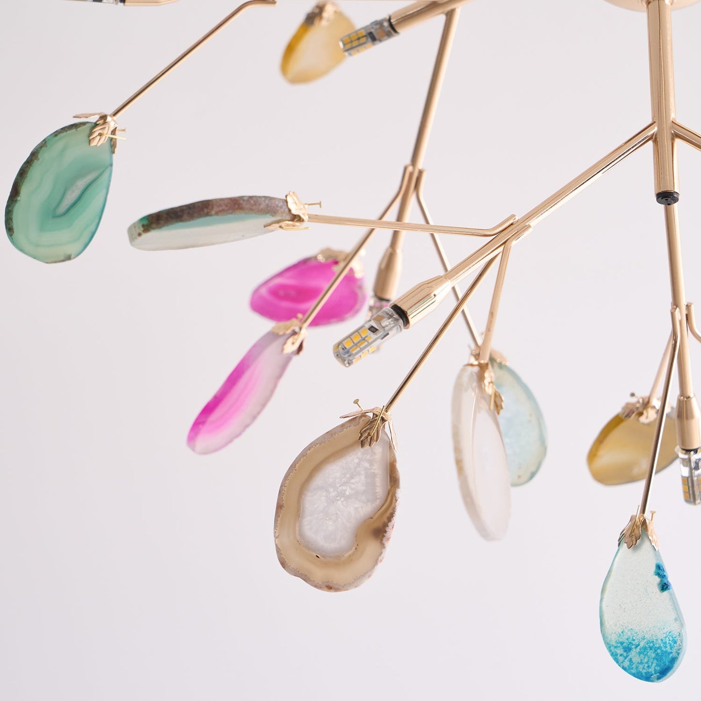 Agaat Kristal Kroonluchter met Natuursteen – Exclusieve Hanglamp voor Eetkamer, Woonkamer en Kantoor