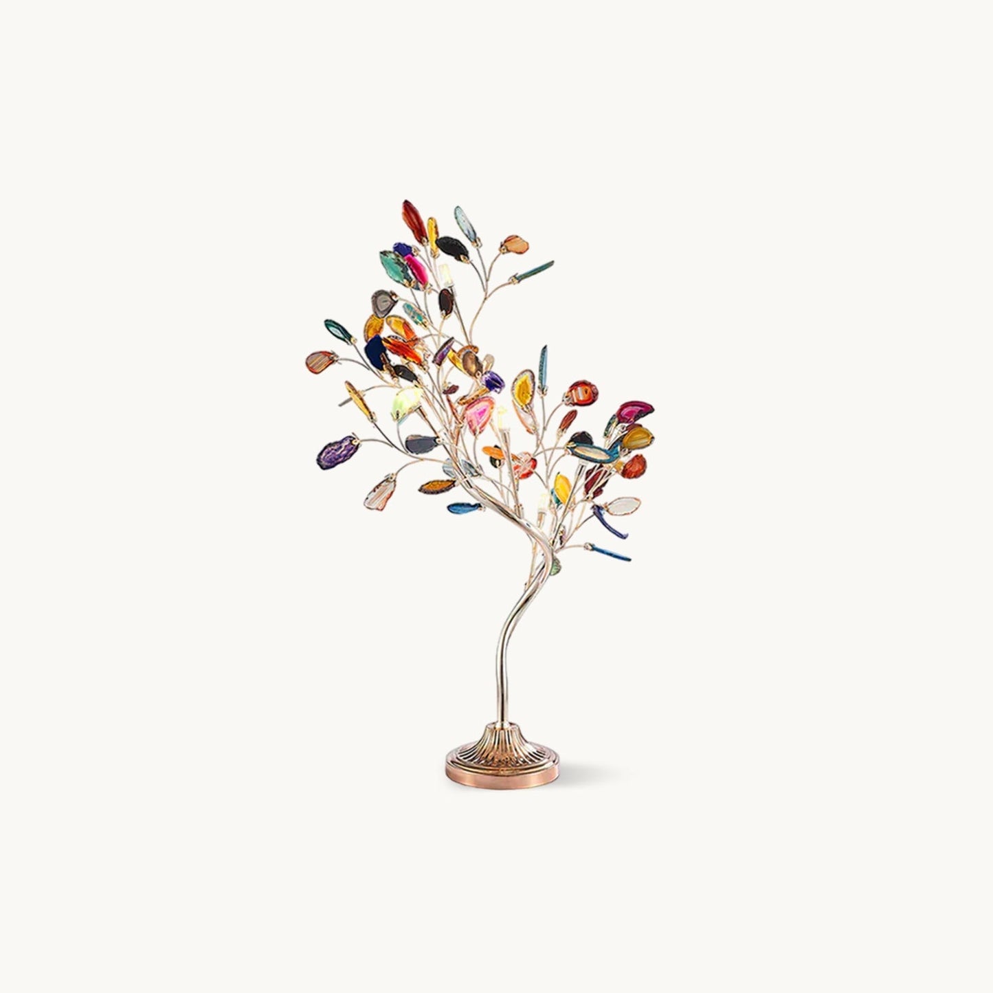 Agaat Kroonluchter – Natuursteen Hanglamp met Rozégouden Frame voor Hoge Ruimtes – Ø 65 cm & Ø 85 cm