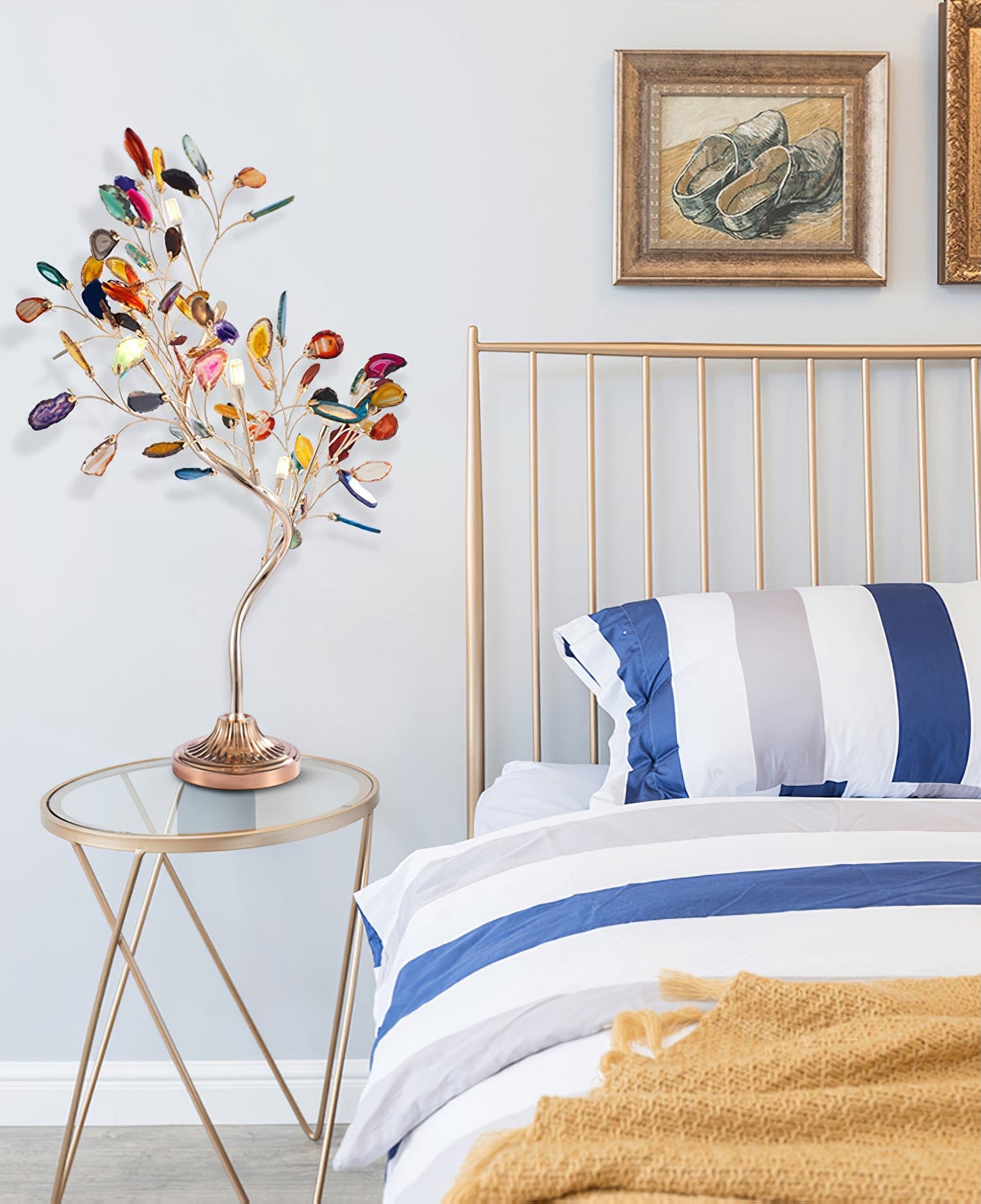Agaat Kroonluchter – Natuursteen Hanglamp met Rozégouden Frame voor Hoge Ruimtes – Ø 65 cm & Ø 85 cm