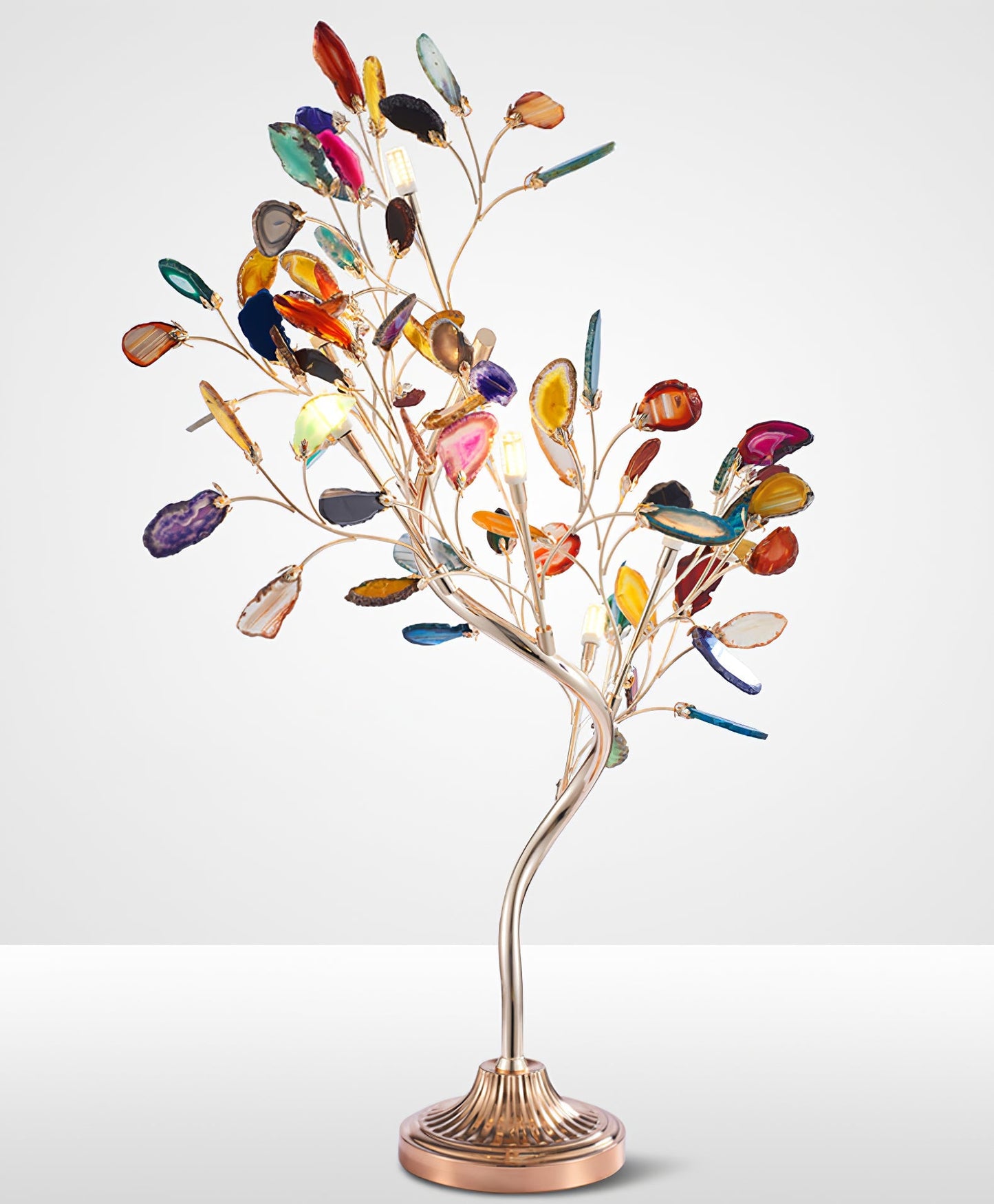Agaat Kroonluchter – Natuursteen Hanglamp met Rozégouden Frame voor Hoge Ruimtes – Ø 65 cm & Ø 85 cm