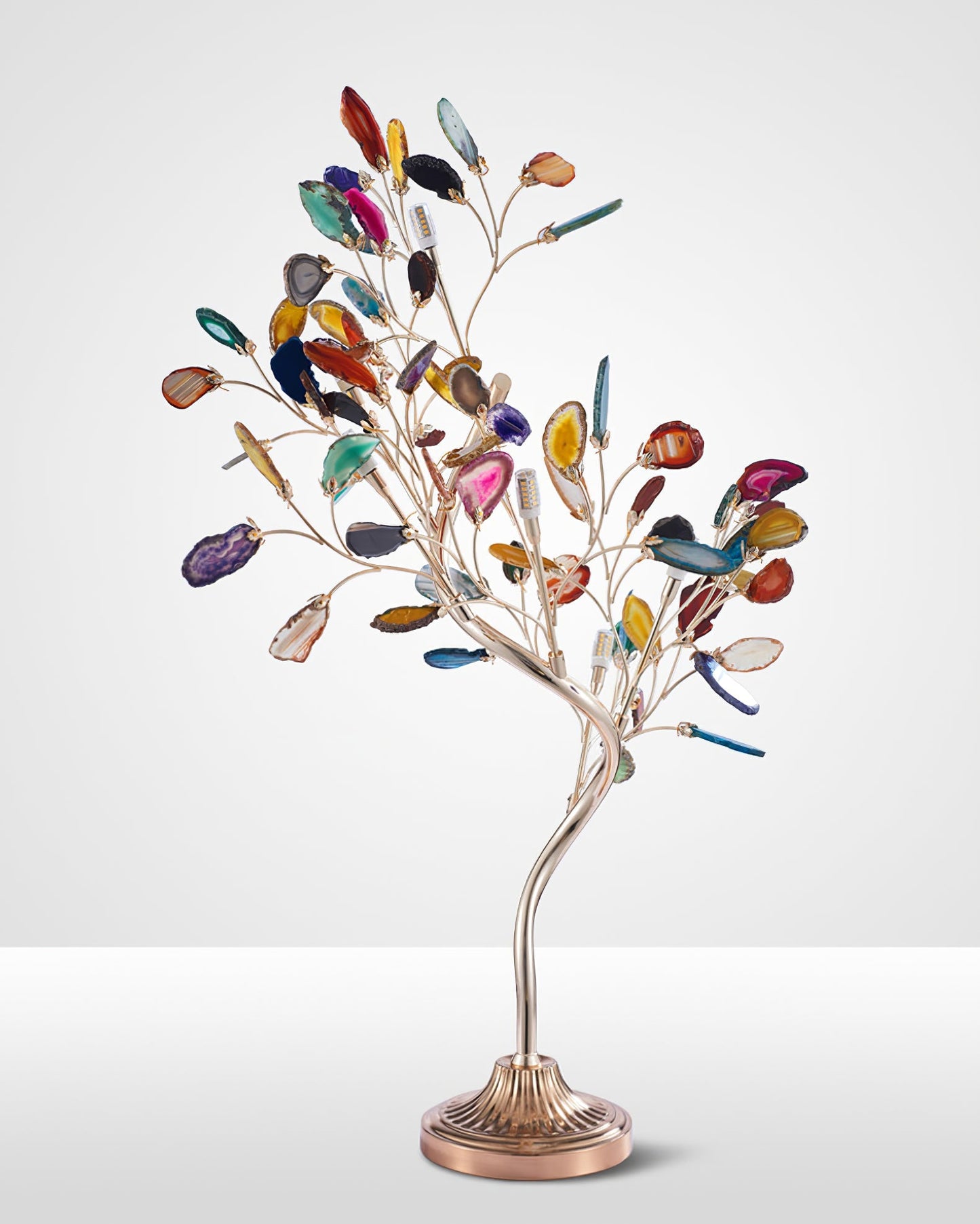 Agaat Kroonluchter – Natuursteen Hanglamp met Rozégouden Frame voor Hoge Ruimtes – Ø 65 cm & Ø 85 cm