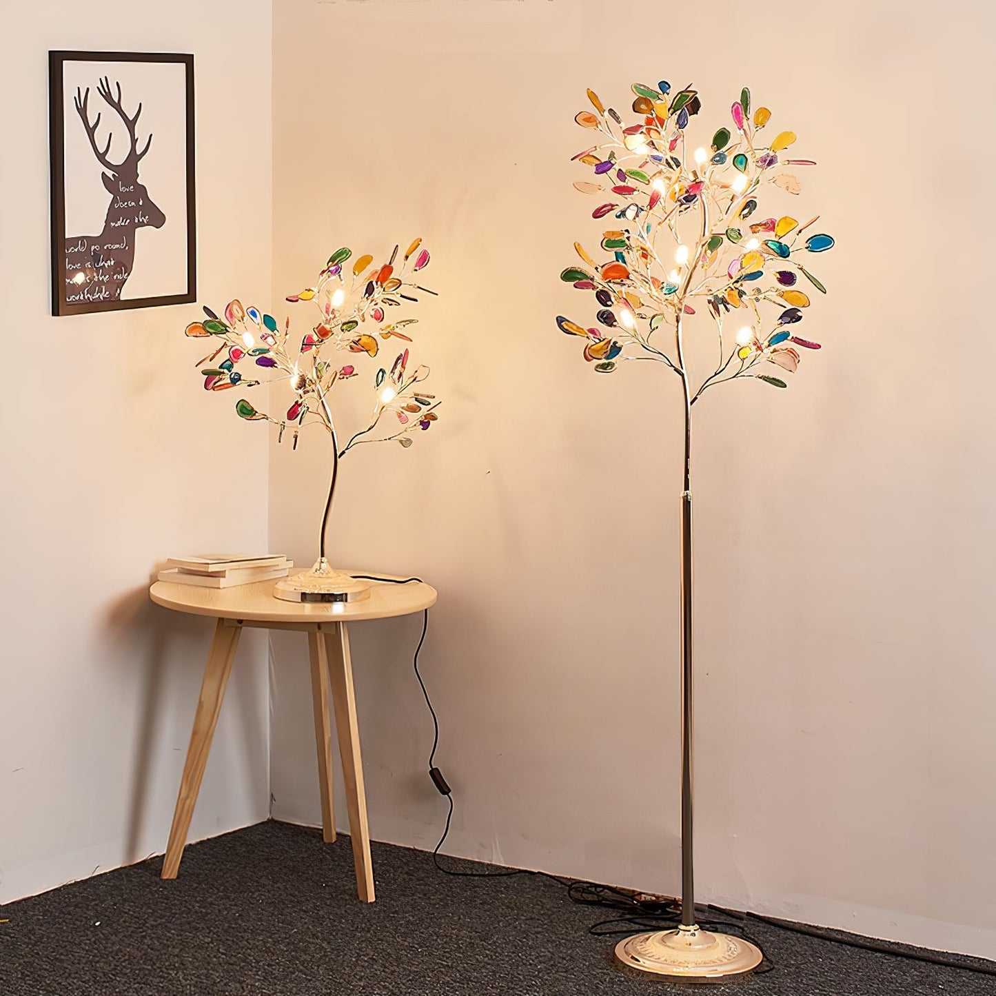 Agaat Kroonluchter – Natuursteen Hanglamp met Rozégouden Frame voor Hoge Ruimtes – Ø 65 cm & Ø 85 cm