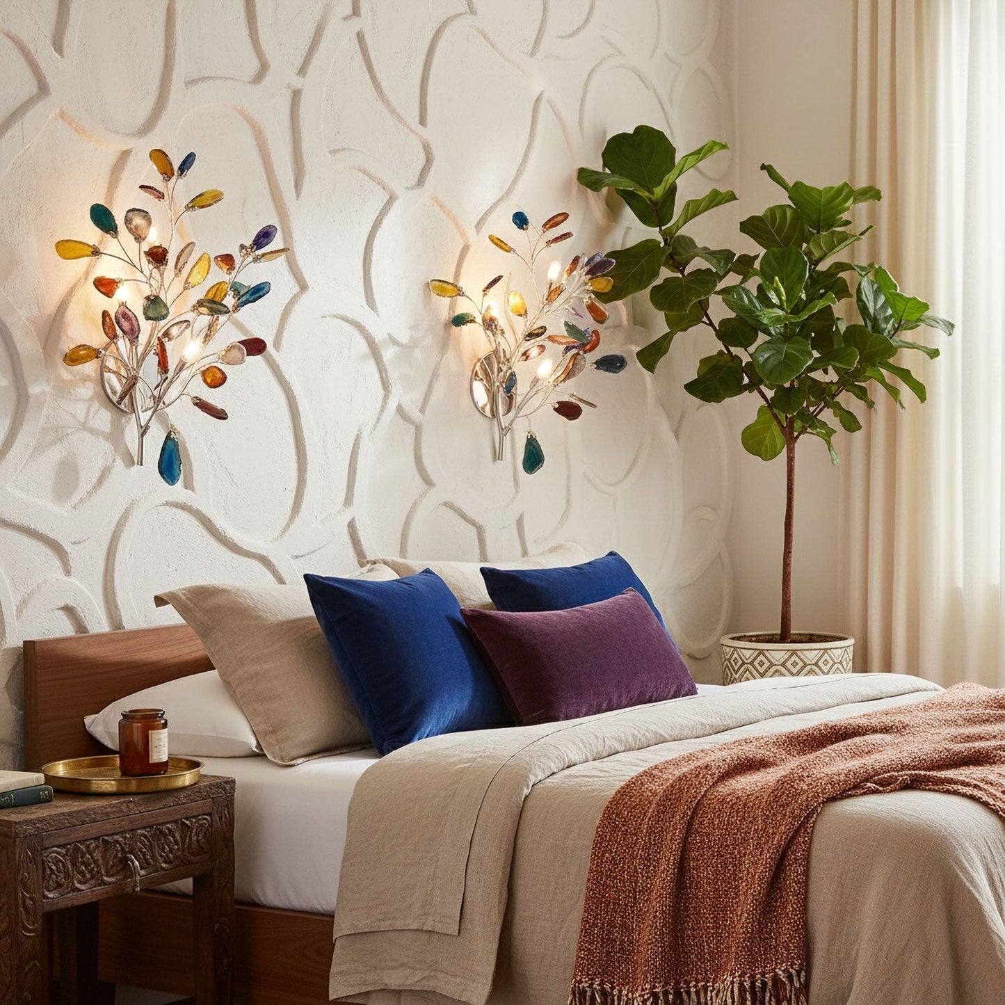 Agaat Wandlamp Natuursteen Goud Messing Wandverlichting Modern Design voor Woonkamer Slaapkamer