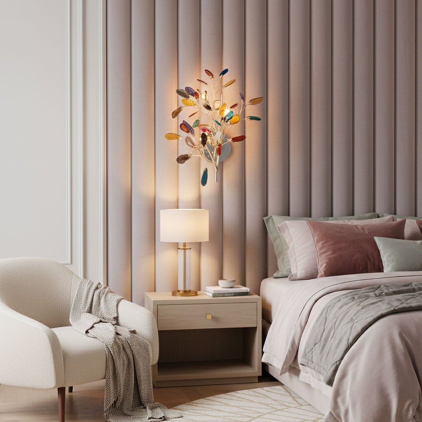 Agaat Wandlamp Natuursteen Goud Messing Wandverlichting Modern Design voor Woonkamer Slaapkamer