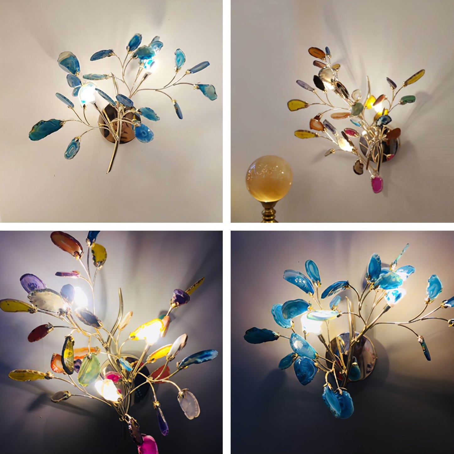 Agaat Wandlamp Natuursteen Goud Messing Wandverlichting Modern Design voor Woonkamer Slaapkamer