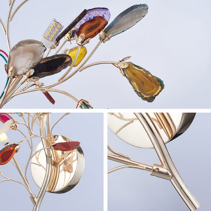Agaat Wandlamp Natuursteen Goud Messing Wandverlichting Modern Design voor Woonkamer Slaapkamer