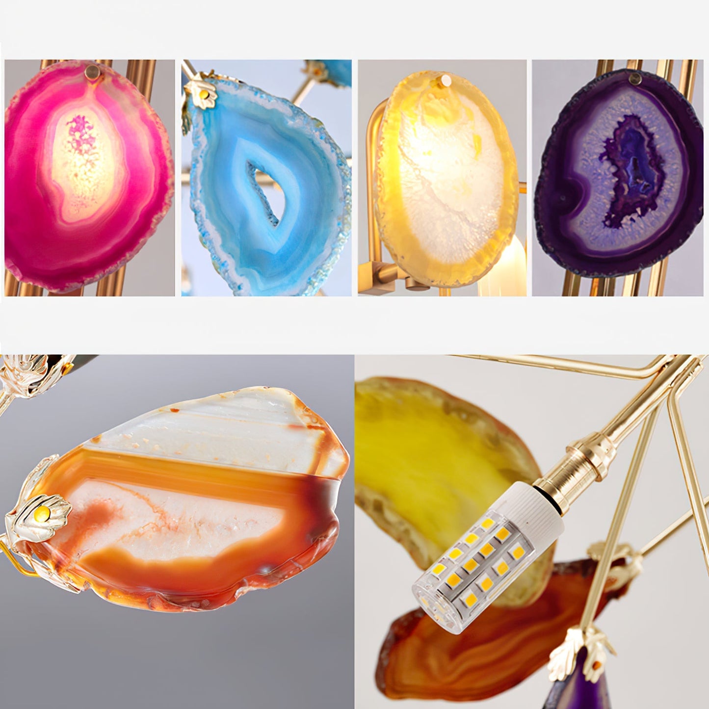 Agaat Wandlamp Natuursteen Goud Messing Wandverlichting Modern Design voor Woonkamer Slaapkamer