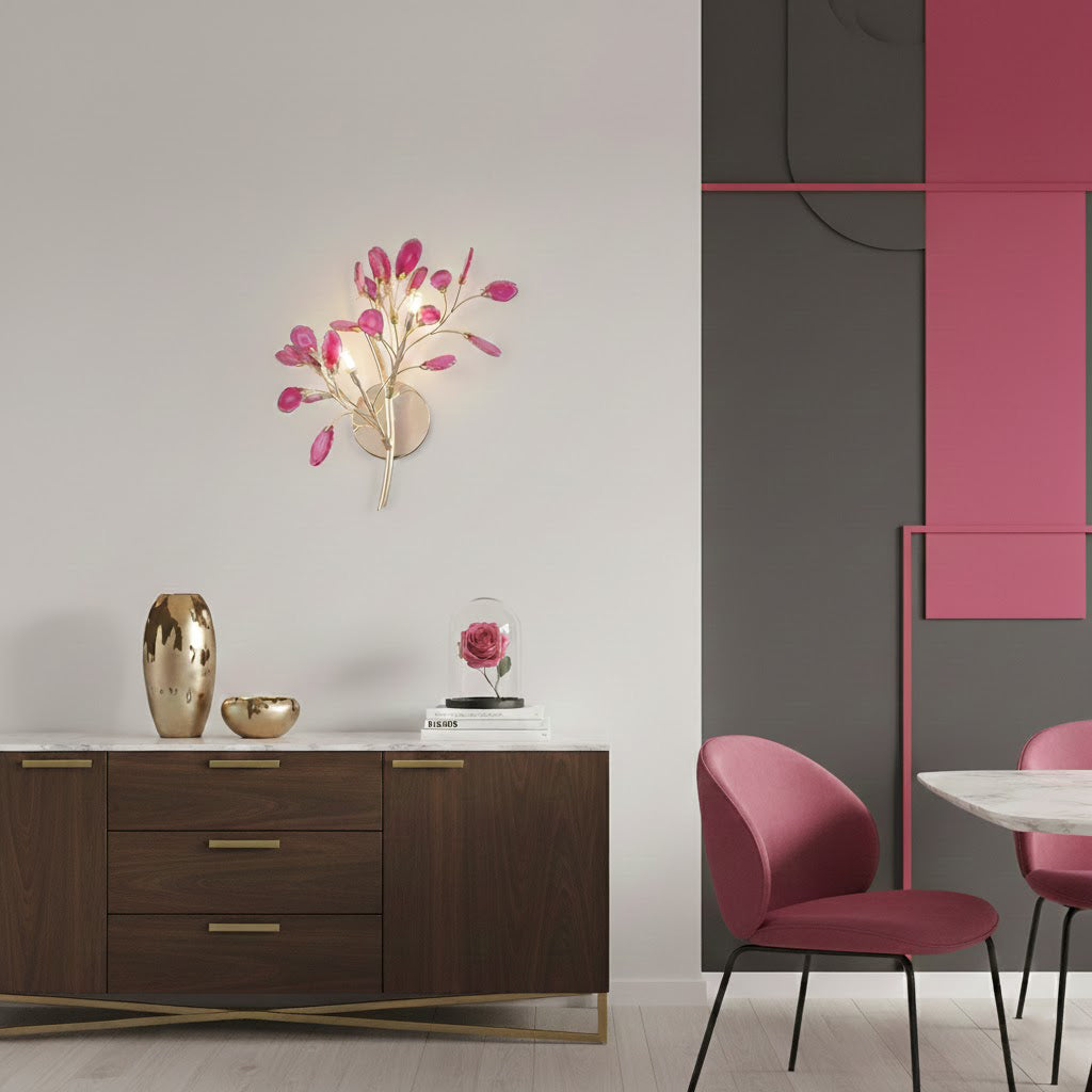 Agaat Wandlamp Natuursteen Goud Messing Wandverlichting Modern Design voor Woonkamer Slaapkamer