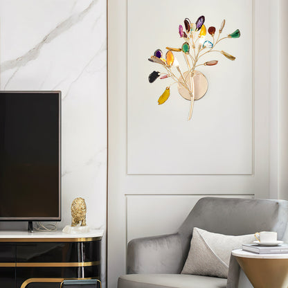 Agaat Wandlamp Natuursteen Goud Messing Wandverlichting Modern Design voor Woonkamer Slaapkamer