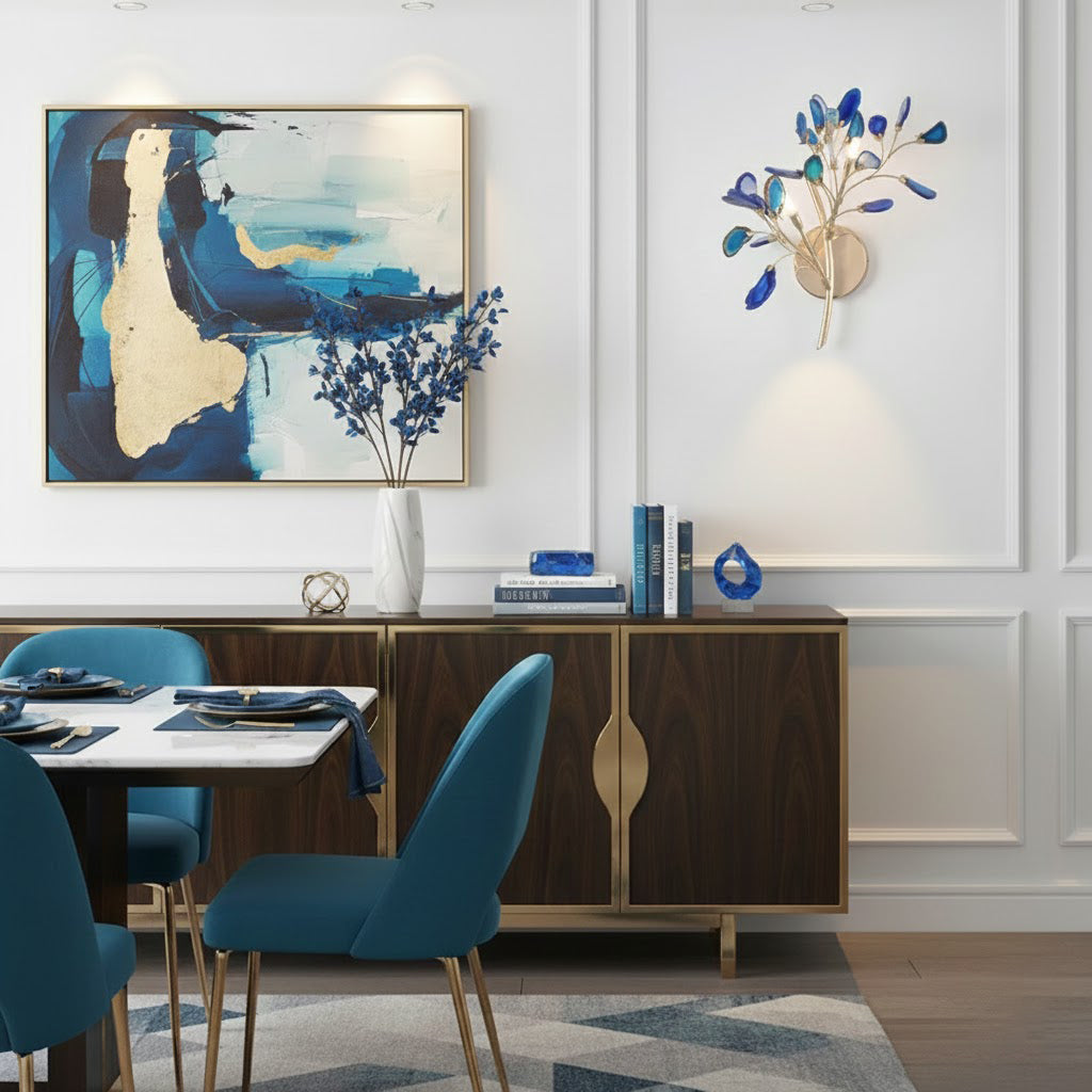 Agaat Wandlamp Natuursteen Goud Messing Wandverlichting Modern Design voor Woonkamer Slaapkamer