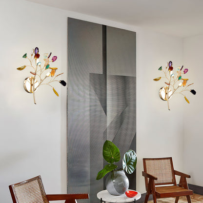 Agaat Wandlamp Natuursteen Goud Messing Wandverlichting Modern Design voor Woonkamer Slaapkamer