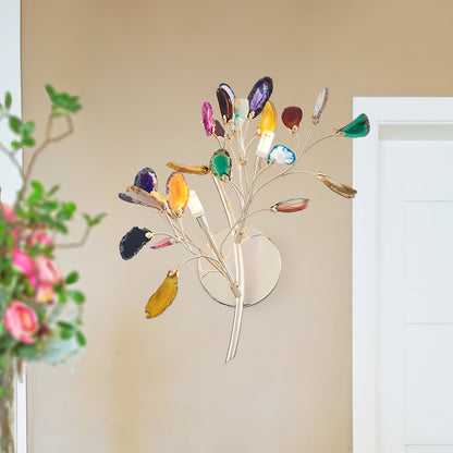 Agaat Wandlamp Natuursteen Goud Messing Wandverlichting Modern Design voor Woonkamer Slaapkamer