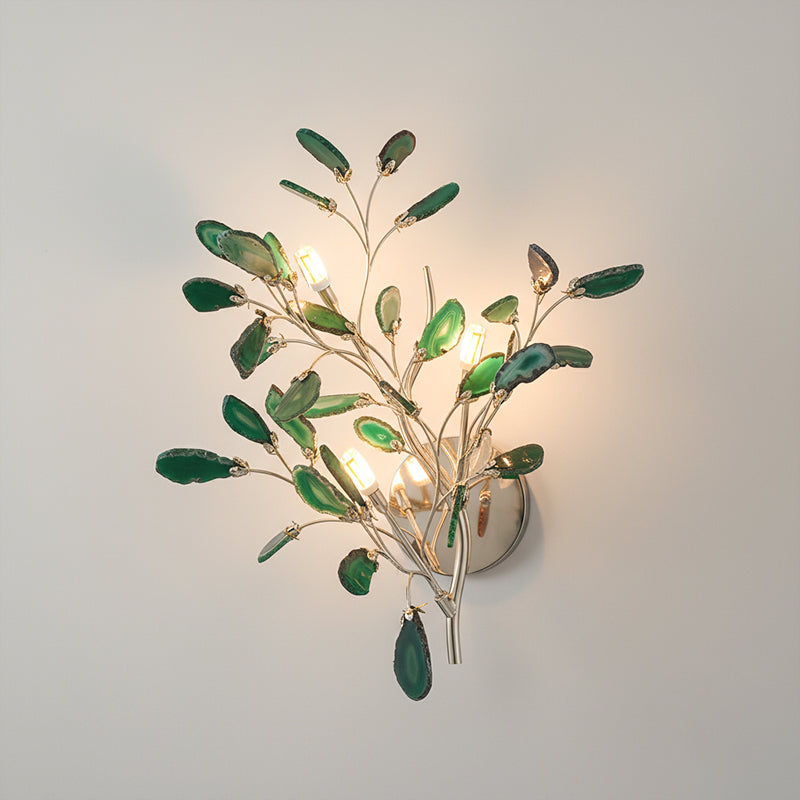 Agaat Wandlamp Natuursteen Goud Messing Wandverlichting Modern Design voor Woonkamer Slaapkamer