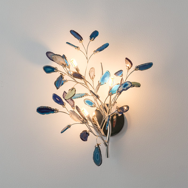 Agaat Wandlamp Natuursteen Goud Messing Wandverlichting Modern Design voor Woonkamer Slaapkamer