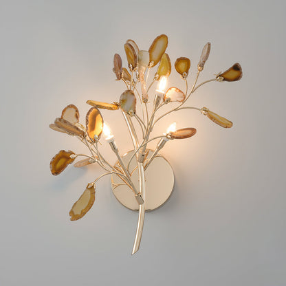 Agaat Wandlamp Natuursteen Goud Messing Wandverlichting Modern Design voor Woonkamer Slaapkamer