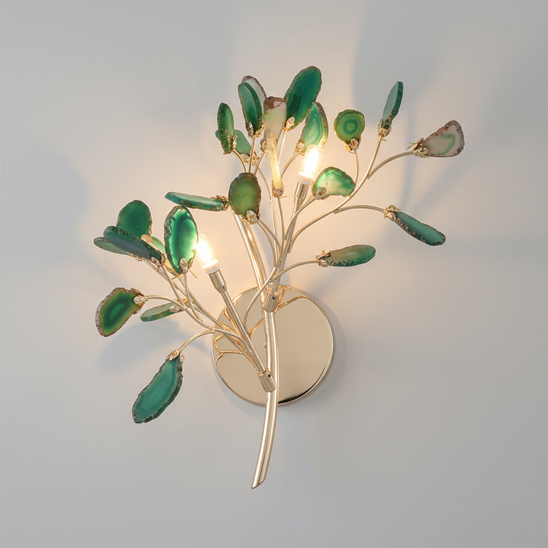 Agaat Wandlamp Natuursteen Goud Messing Wandverlichting Modern Design voor Woonkamer Slaapkamer