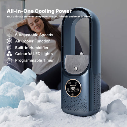 Draadloze Compacte Luchtkoeler met Stille Ventilator – Handig USB-Apparaat voor Thuis en Kantoor – 100ml Watertank