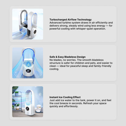 Draadloze Compacte Luchtkoeler met Stille Ventilator – Handig USB-Apparaat voor Thuis en Kantoor – 100ml Watertank