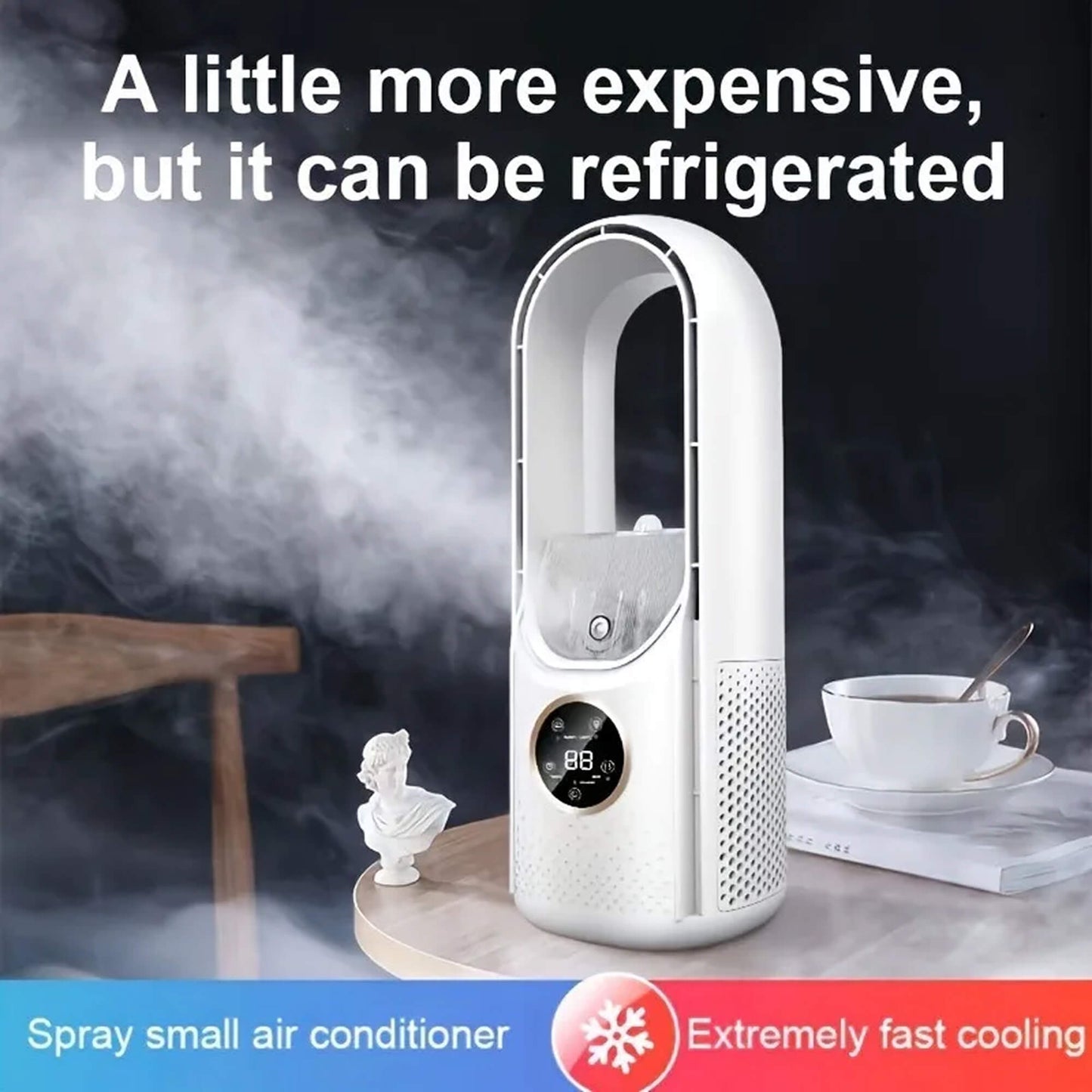 Draadloze Compacte Luchtkoeler met Stille Ventilator – Handig USB-Apparaat voor Thuis en Kantoor – 100ml Watertank