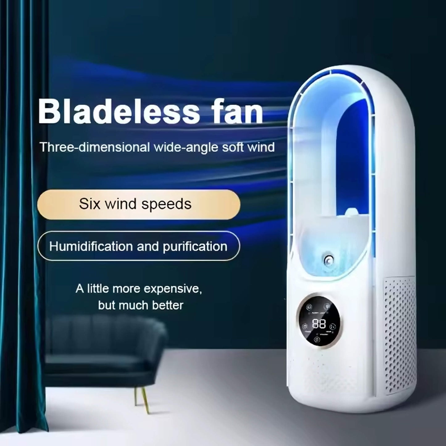 Draadloze Compacte Luchtkoeler met Stille Ventilator – Handig USB-Apparaat voor Thuis en Kantoor – 100ml Watertank