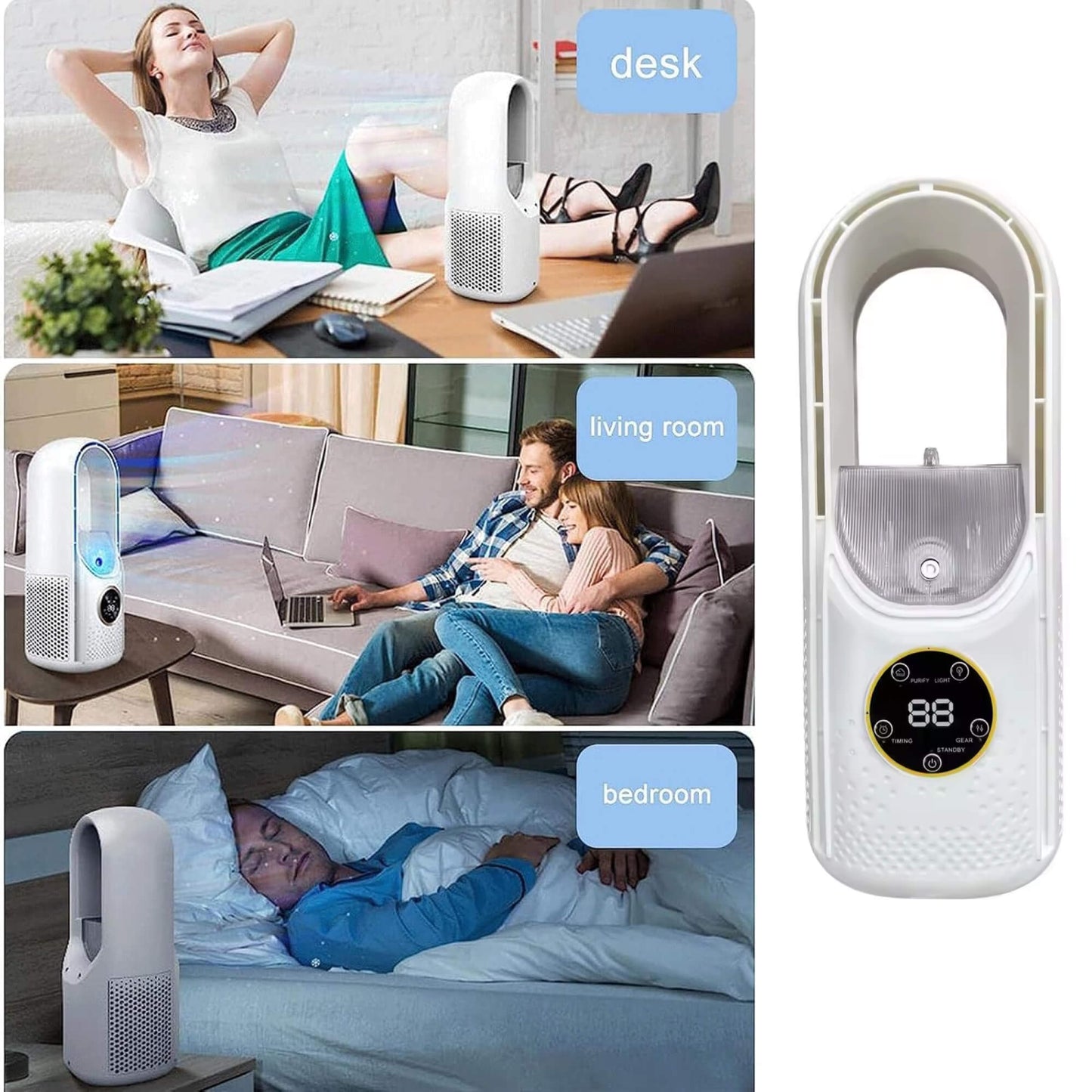 Draadloze Compacte Luchtkoeler met Stille Ventilator – Handig USB-Apparaat voor Thuis en Kantoor – 100ml Watertank