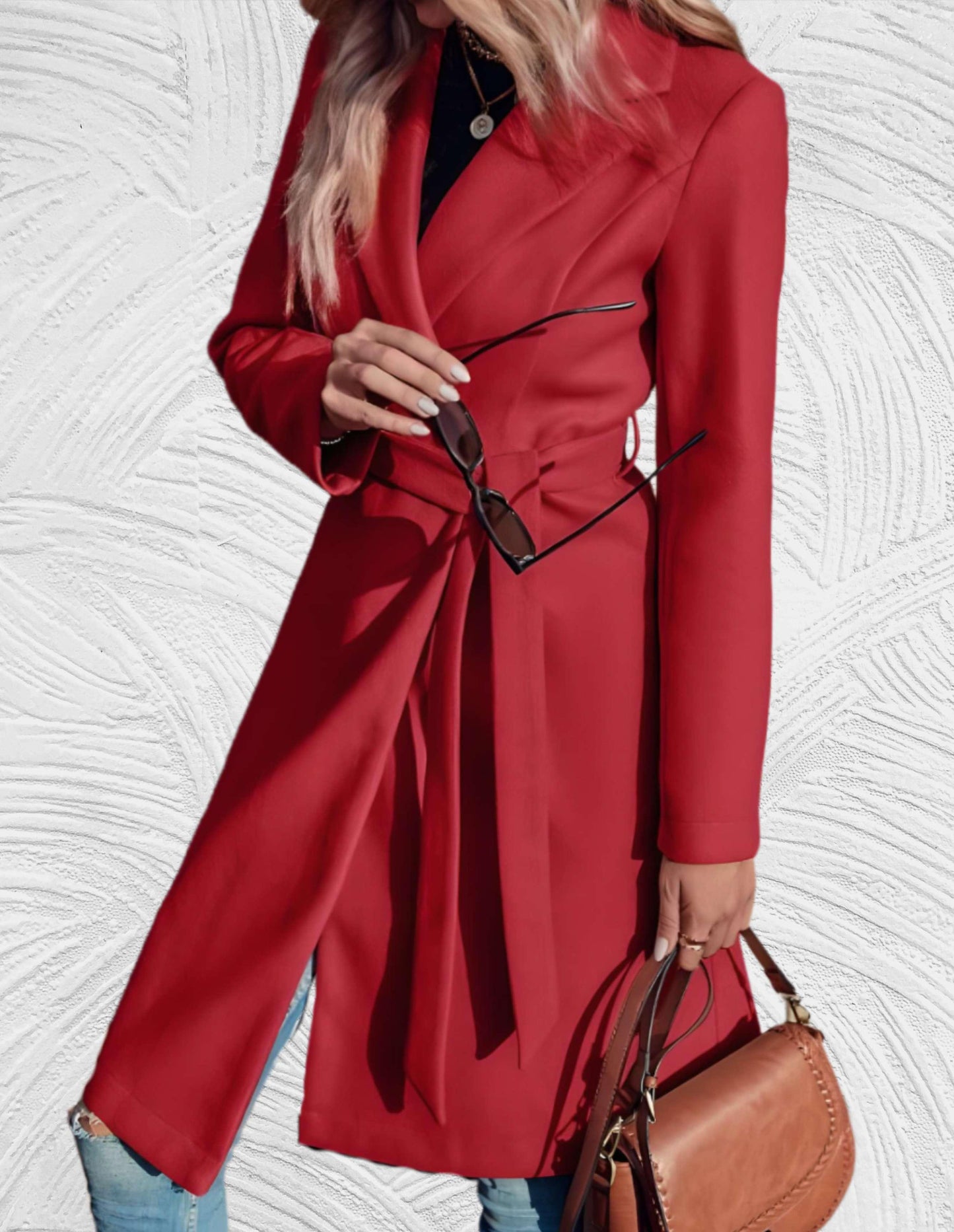 Lange Trenchcoat Formeel met Riem en Kap