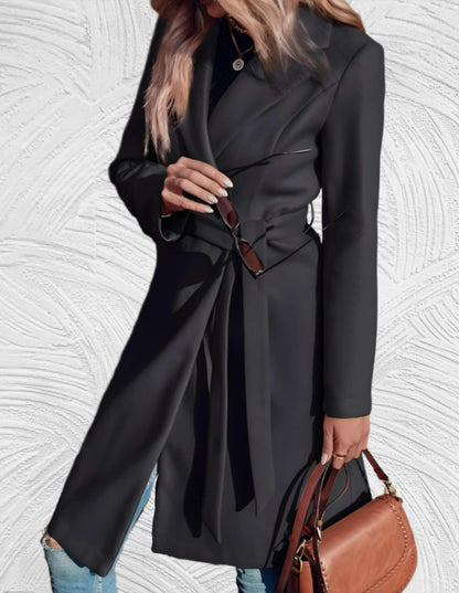 Lange Trenchcoat Formeel met Riem en Kap