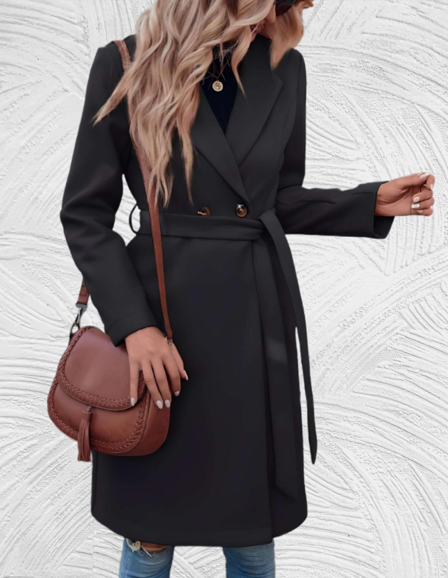 Lange Trenchcoat Formeel met Riem en Kap