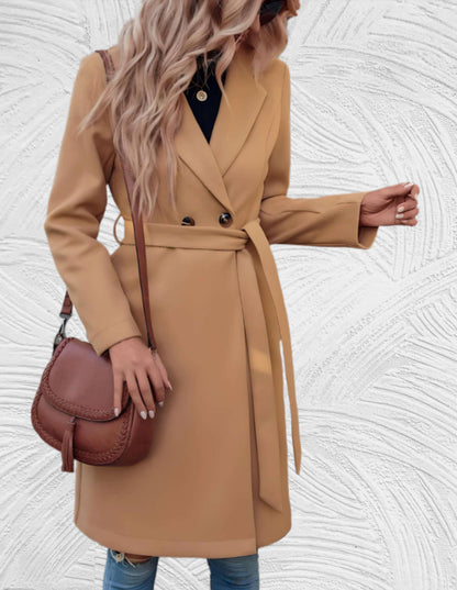 Lange Trenchcoat Formeel met Riem en Kap