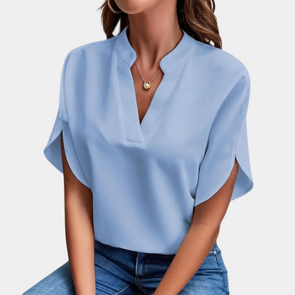 Dames Zomerjurk Korte Mouwen V-Hals Blouse Stijl - StudioMarella