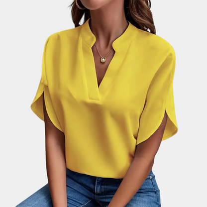 Dames Zomerjurk Korte Mouwen V-Hals Blouse Stijl