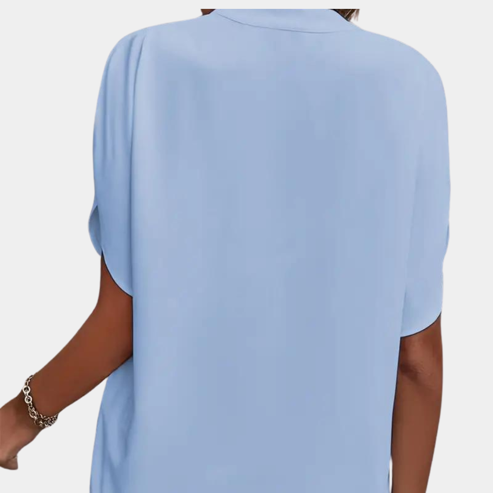 Dames Zomerjurk Korte Mouwen V-Hals Blouse Stijl