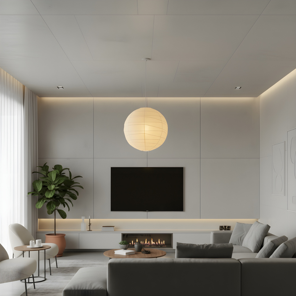 Akari hanglamp rijstpapier Ø30 Ø45 Ø55 wit woonkamer slaapkamer Japans design sfeerverlichting