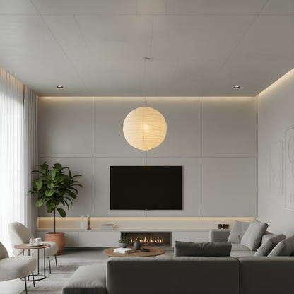 Akari hanglamp rijstpapier Ø30 Ø45 Ø55 wit woonkamer slaapkamer Japans design sfeerverlichting