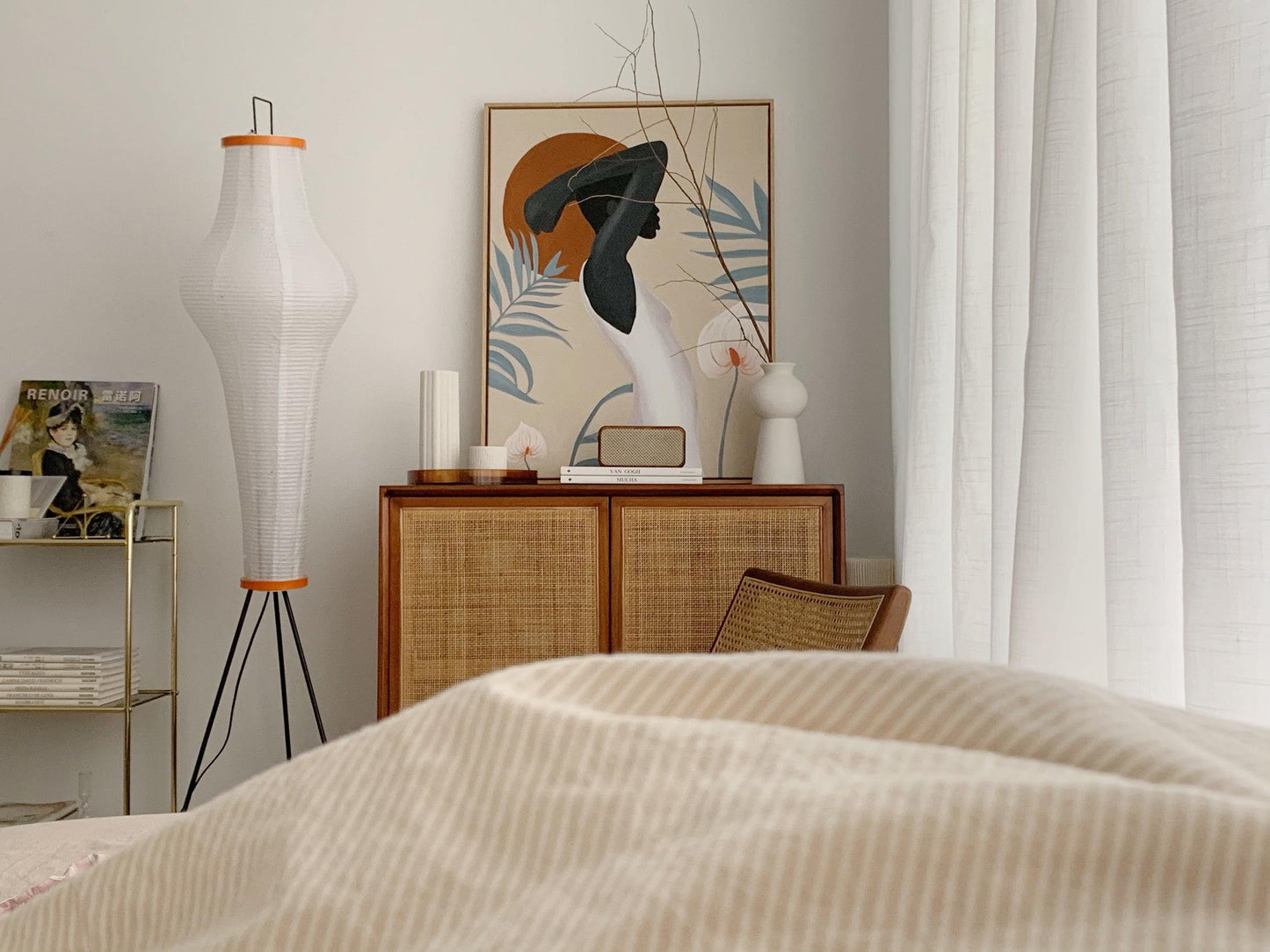 Akari Vloerlamp Mulberypapier Metaal Japanse Stijl Woonkamer