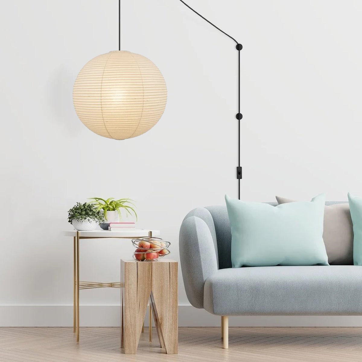 Japans Papieren Bolhanglamp – Handgemaakt Kozo Papier Hanglamp met Stekker – Zwevende Sfeerverlichting voor Woonkamer, Slaapkamer en Eetkamer – 10 Maten Verkrijgbaar