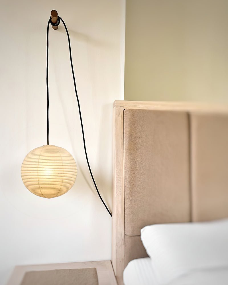 Japans Papieren Bolhanglamp – Handgemaakt Kozo Papier Hanglamp met Stekker – Zwevende Sfeerverlichting voor Woonkamer, Slaapkamer en Eetkamer – 10 Maten Verkrijgbaar