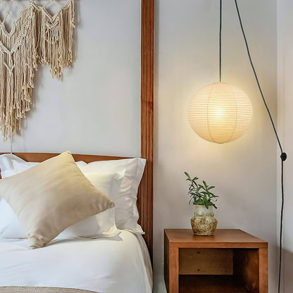 Japans Papieren Bolhanglamp – Handgemaakt Kozo Papier Hanglamp met Stekker – Zwevende Sfeerverlichting voor Woonkamer, Slaapkamer en Eetkamer – 10 Maten Verkrijgbaar