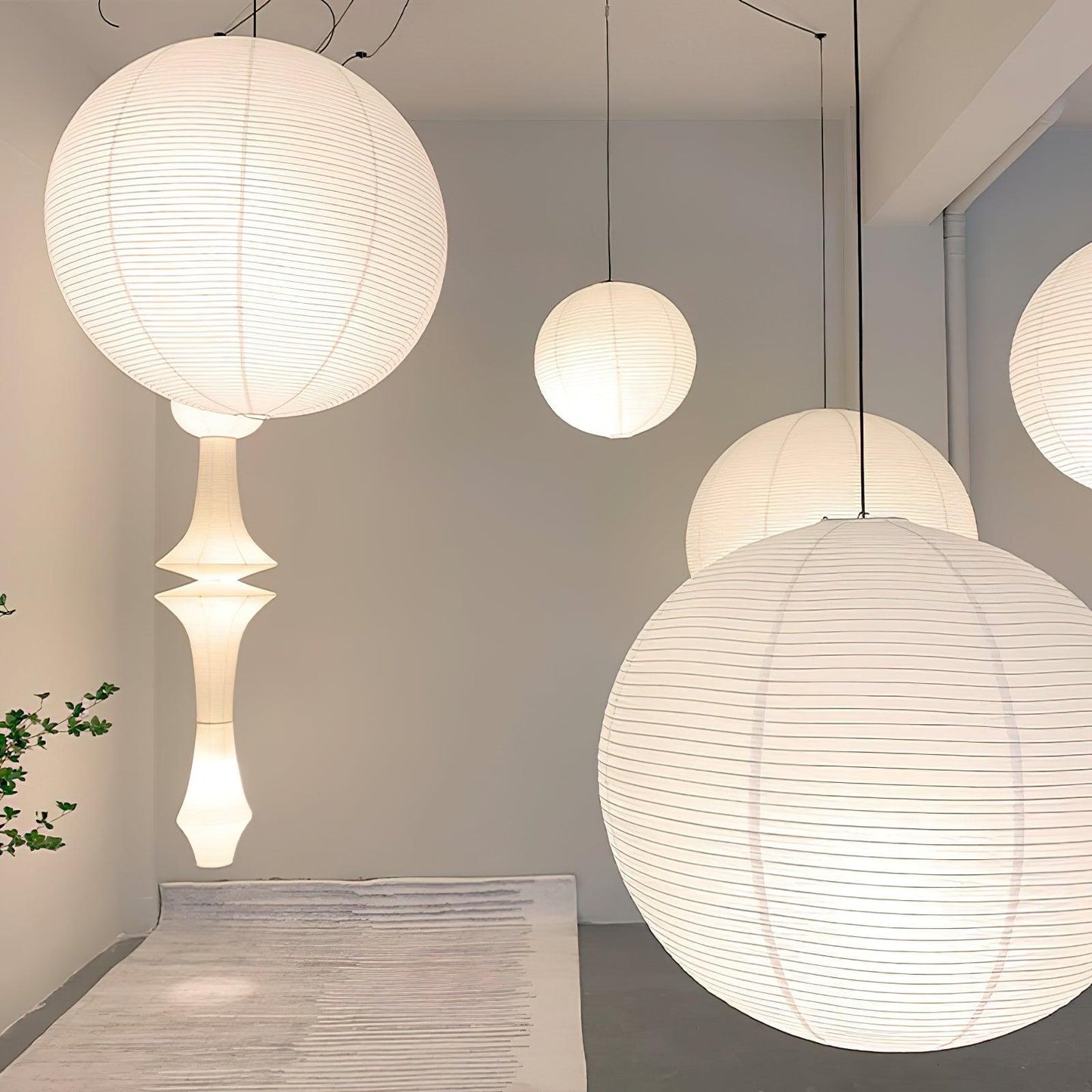 Japans Papieren Bolhanglamp – Handgemaakt Kozo Papier Hanglamp met Stekker – Zwevende Sfeerverlichting voor Woonkamer, Slaapkamer en Eetkamer – 10 Maten Verkrijgbaar