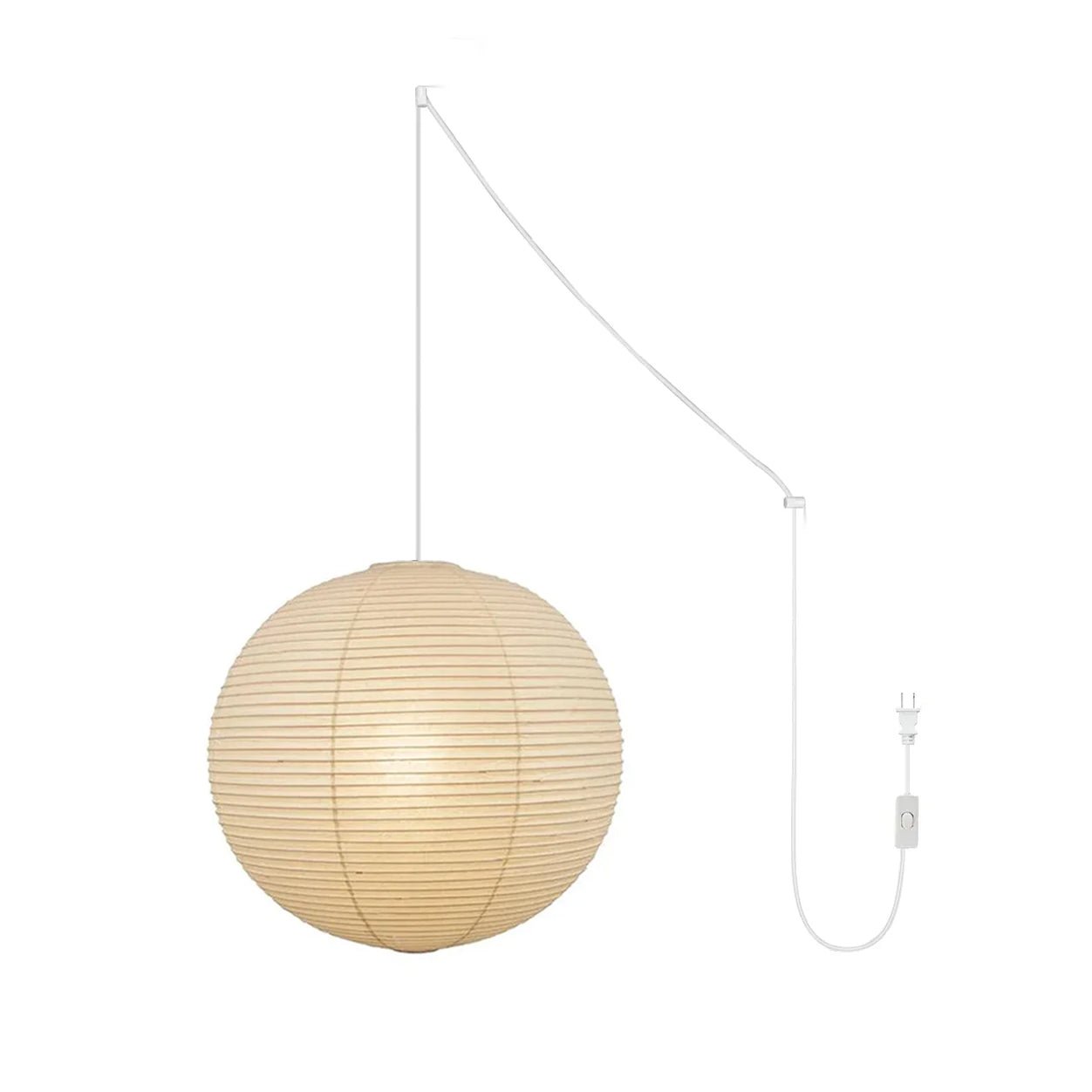 Japans Papieren Bolhanglamp – Handgemaakt Kozo Papier Hanglamp met Stekker – Zwevende Sfeerverlichting voor Woonkamer, Slaapkamer en Eetkamer – 10 Maten Verkrijgbaar