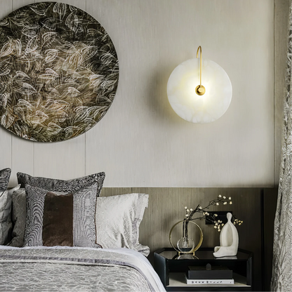Alab marmeren LED wandlamp albast rond goud wandverlichting slaapkamer hal modern design sfeerverlichting
