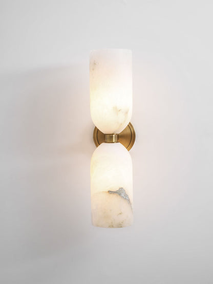 Alabasten Wandlamp met Messing — Dubbele Lichtschijven en Centrale Metalen Ster