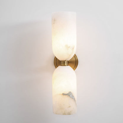 Alabasten Wandlamp met Messing — Dubbele Lichtschijven en Centrale Metalen Ster