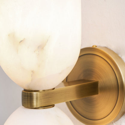 Alabasten Wandlamp met Messing — Dubbele Lichtschijven en Centrale Metalen Ster