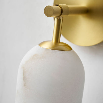 Albast Wandlamp Cilindervorm Minimalistisch Gouden Armatuur Warme Gloed Verlichting