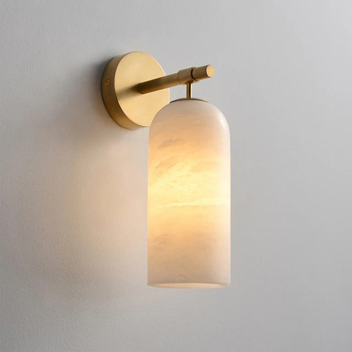 Albast Wandlamp Cilindervorm Minimalistisch Gouden Armatuur Warme Gloed Verlichting