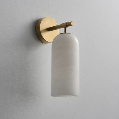 Albast Wandlamp Cilindervorm Minimalistisch Gouden Armatuur Warme Gloed Verlichting