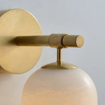 Albast Wandlamp Cilindervorm Minimalistisch Gouden Armatuur Warme Gloed Verlichting